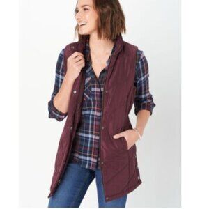 Christopher & Banks Quilted Long Vest Classy Winter Athleisure Travel Layer M